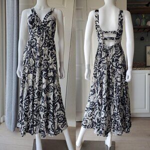 Anthropologie Blue & White Floral Print Sleeveless Maxi Dress Size XS